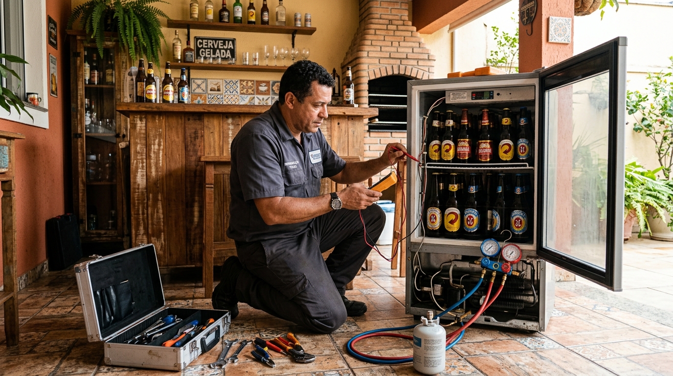 Recarga de gás refrigerante de cervejeira em Cabo Frio‑RJ