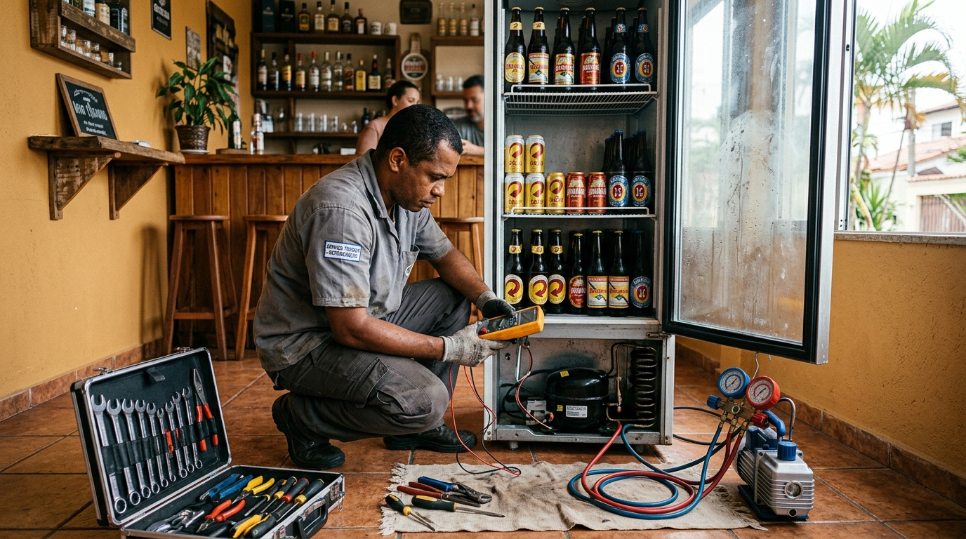Substituição do termostato de uma cervejeira em Cabo Frio‑RJ